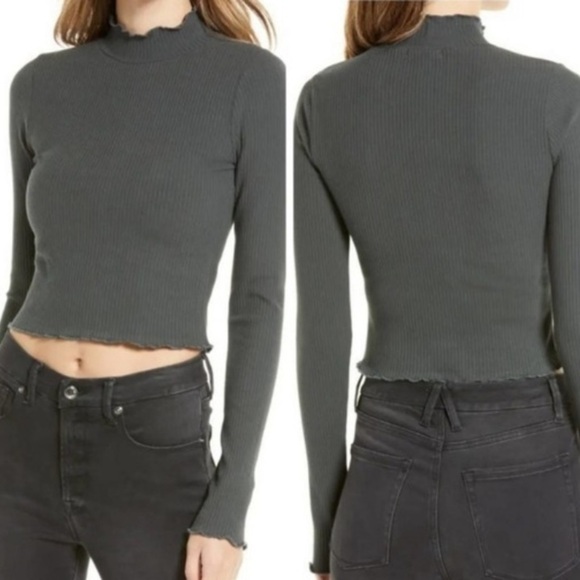 NWT Good American Mock Neck Ribbed Tee in Ink, size 2 (S/M) - Picture 8 of 9